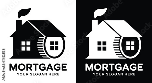 Professional house and coin fusion logo for mortgage brokers and lenders representing home financing solutions and real estate investments