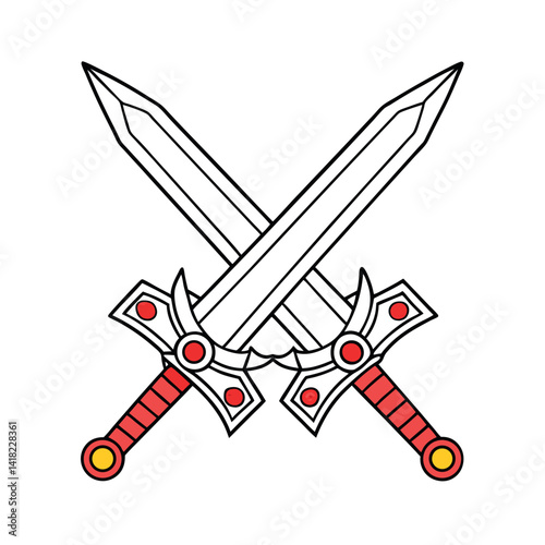 Toy Sword Kids Play Outline on White Background