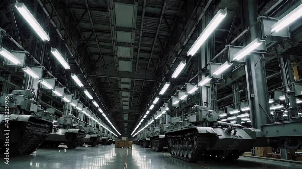 Silent Factory Tour Featuring Tanks in a Modern Industrial Setting Silent Factory Tour Featuring Tanks in a Modern Industrial Setting