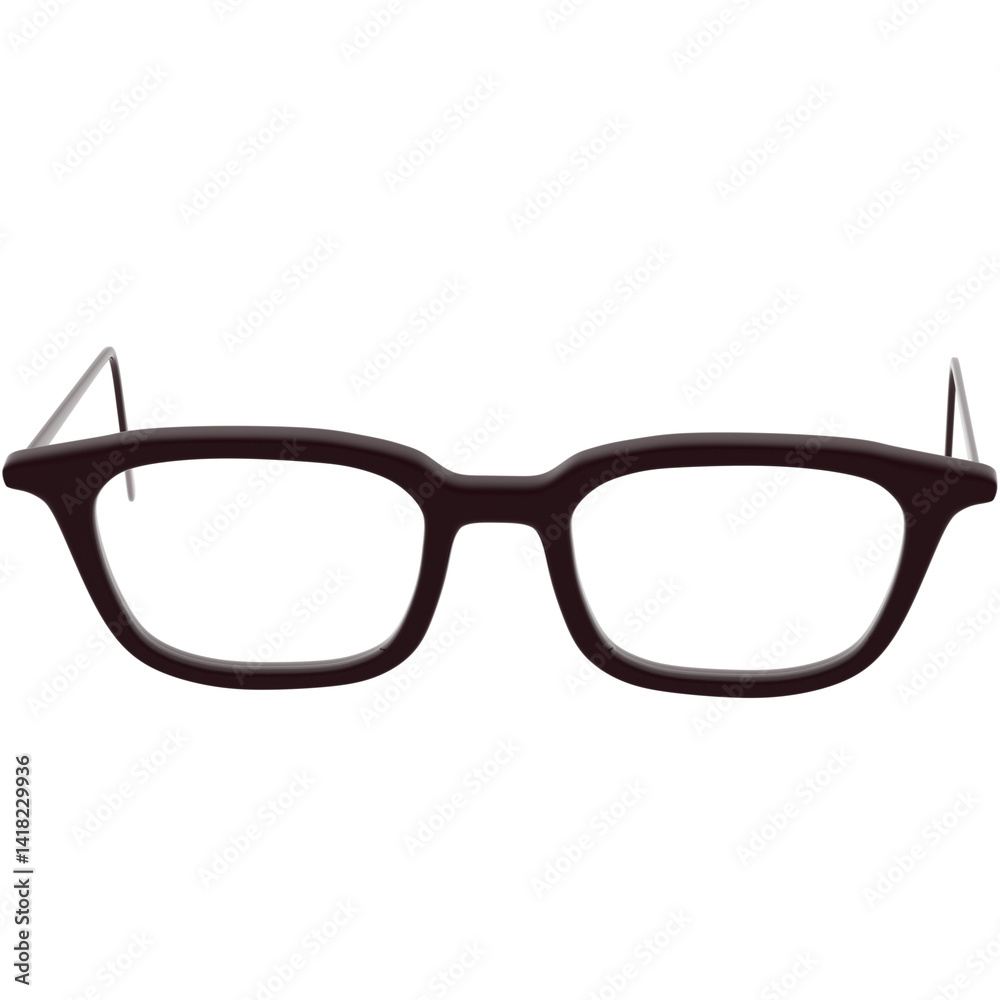 Fototapeta premium 3d render black eyeglasses frame realistic optical with transparent background