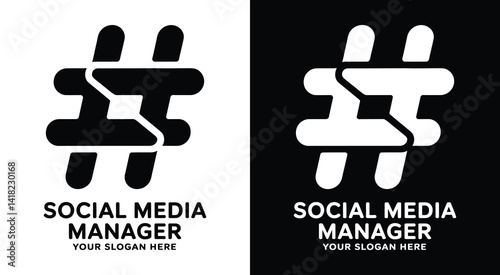 Modern hashtag logo for social media managers and digital marketers representing content strategy and audience engagement solutions