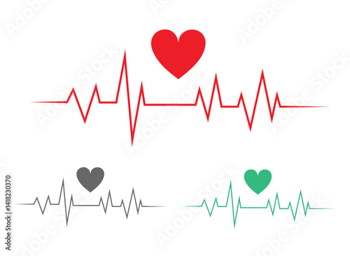 Heart Rate Monitor with Various Heart Symbols Displayed in Different Color Shades