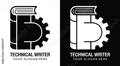 Precision manual gear logo for technical writers representing clear instructional content and complex documentation solutions