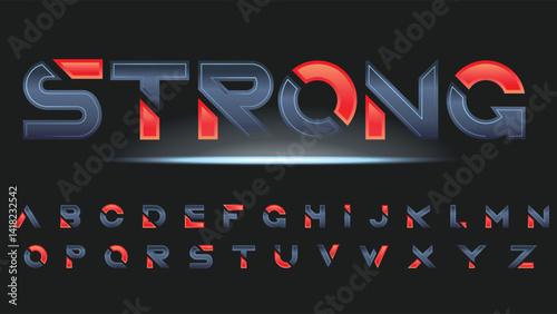 futuristic black and red 3d metallic isolated letters