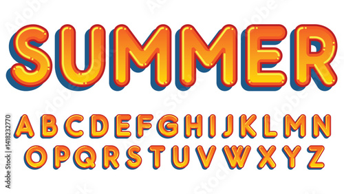 orange summer 3d cartoon isolated letters for display