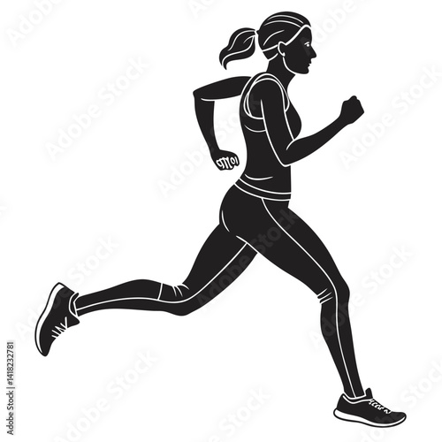Silhouette of a Woman Jogging Fitness Exercise Running