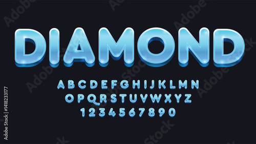 Rounded metallic blue 3d cartoon typography