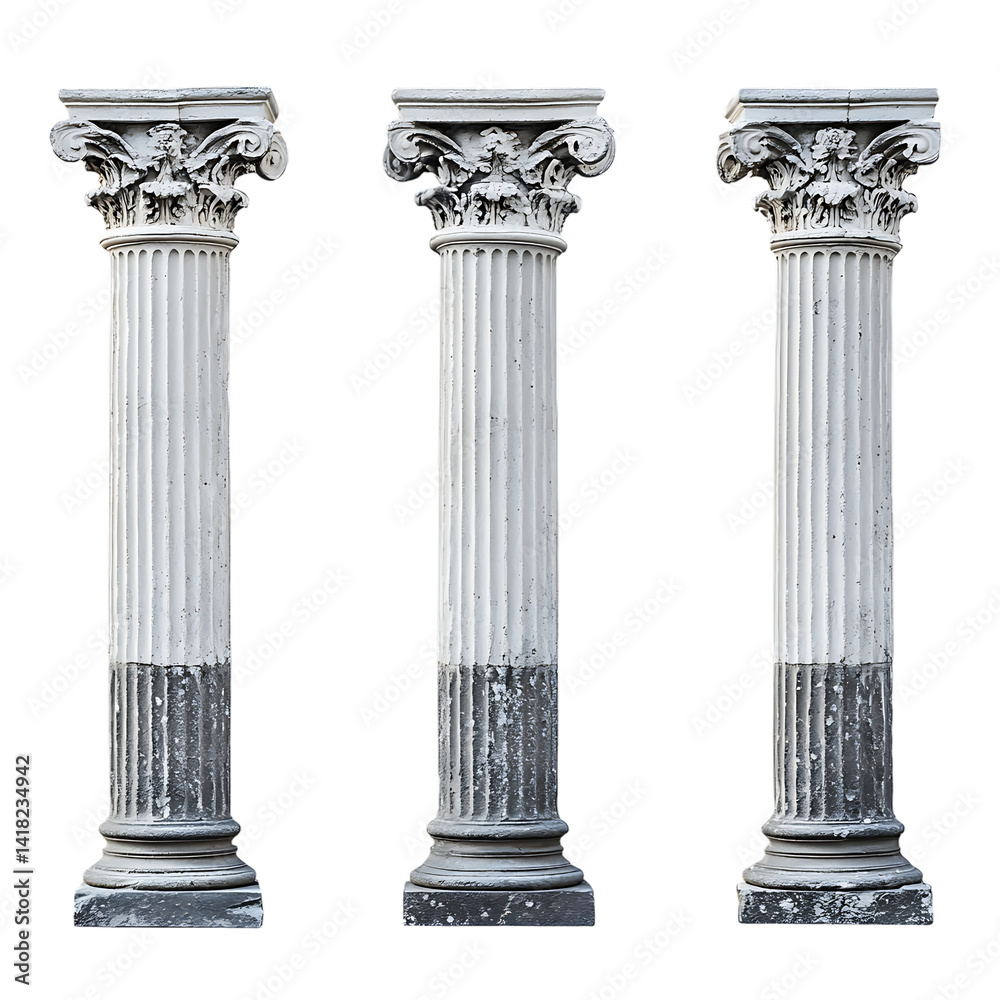 Four unique roman-style columns Four unique roman-style columns