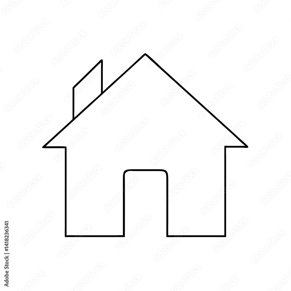 House icon outline representing home and shelter, black and white design House icon outline representing home and shelter, black and white design