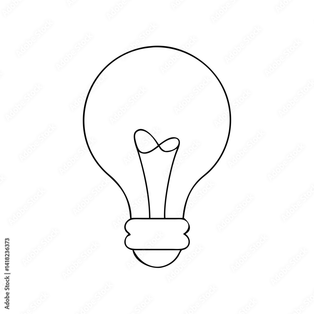 Lightbulb icon outline symbolizing ideas and innovation, black and white design Lightbulb icon outline symbolizing ideas and innovation, black and white design