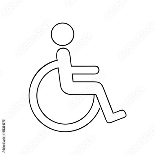 Wheelchair symbol icon outline representing accessibility and inclusion, black and white design -2