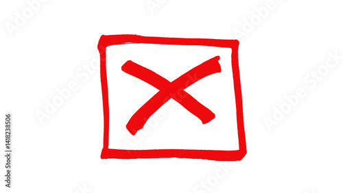 Red cross mark brush on transparent background. Grunge red x sign. Red cross marker png. 