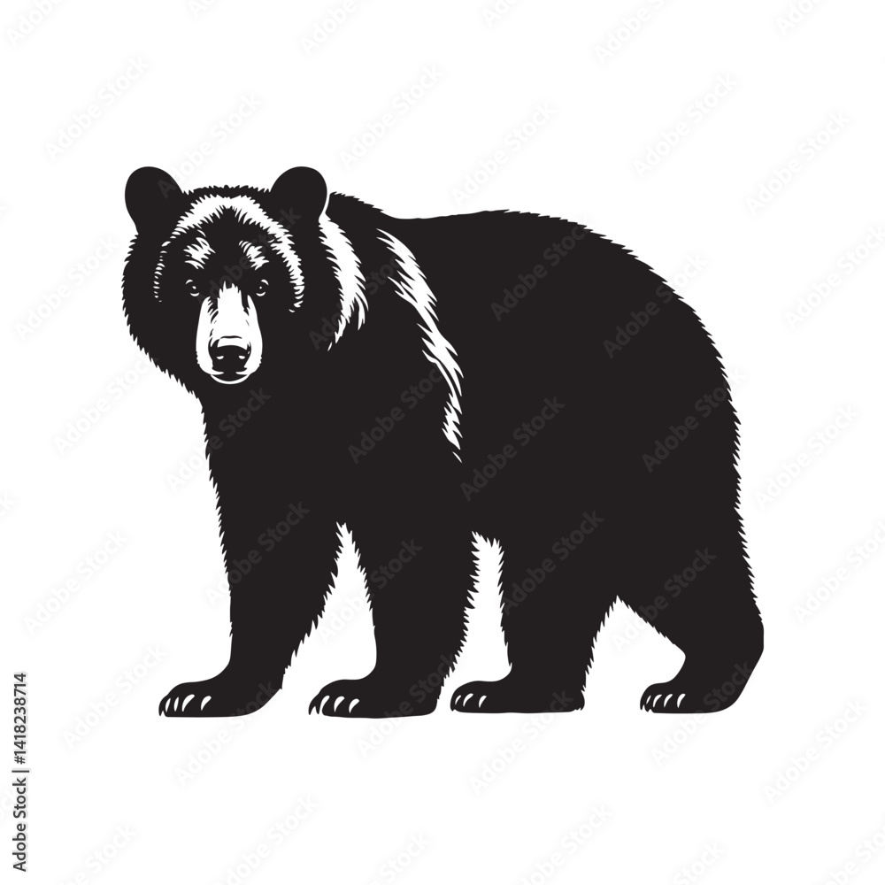 Fototapeta premium Moon Bear Mystique: A Powerful Collection of Asiatic Black Bear Vector Silhouettes Highlighting the Strength, Grace, and Iconic Crescent Mark of This Enigmatic Forest Dweller
