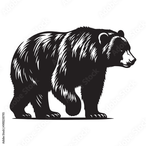 Moon Bear Mystique: A Powerful Collection of Asiatic Black Bear Vector Silhouettes Highlighting the Strength, Grace, and Iconic Crescent Mark of This Enigmatic Forest Dweller