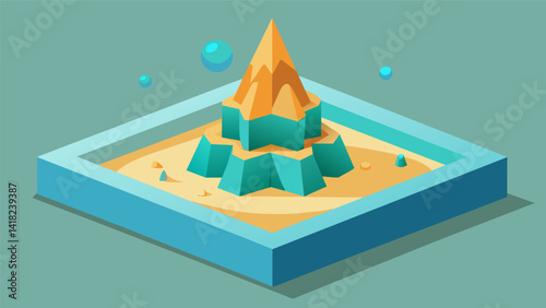 A stunning threedimensional sculpture emerges from the kinetic sand as it is carefully manipulated and shaped on the light table.. Vector illustration