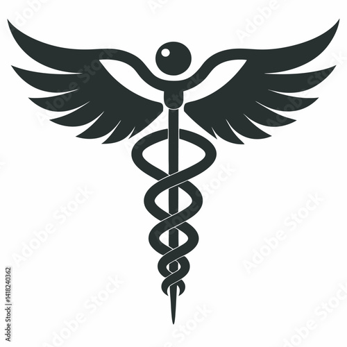 Medical symbol caduceus with wings vector illustration isolated on white background