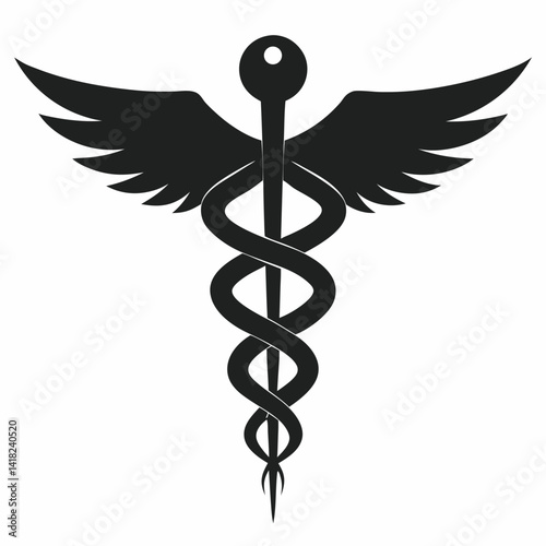 Monochrome caduceus medical symbol vector illustration health care design