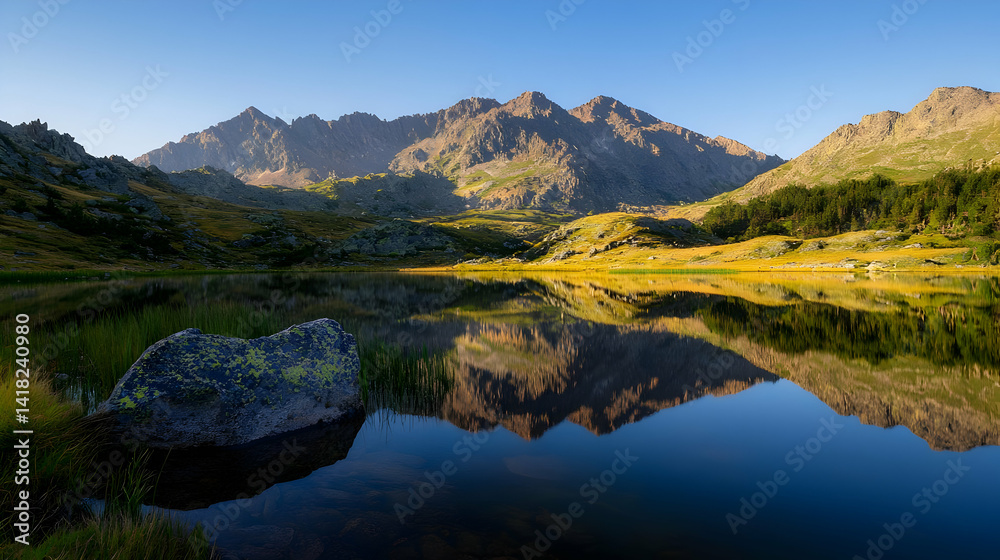 Mountain Lake Reflection In Calm Morning Light Mountain Lake Reflection In Calm Morning Light