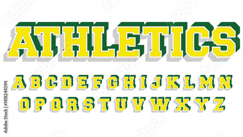 yellow and green 3d school college style font