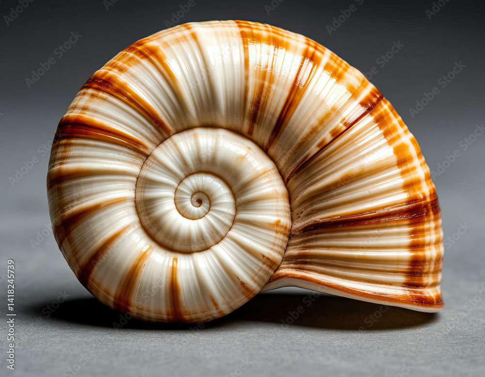 Obraz premium Close Macro of Spiral Seashell – Natural Curves and Texture