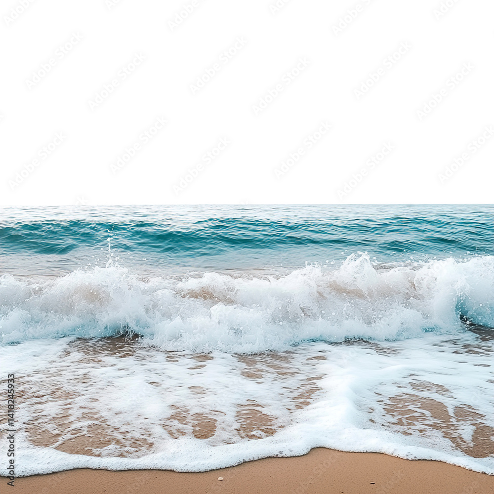 Fototapeta premium wave on the beach isolated on transparent white background, clipping path