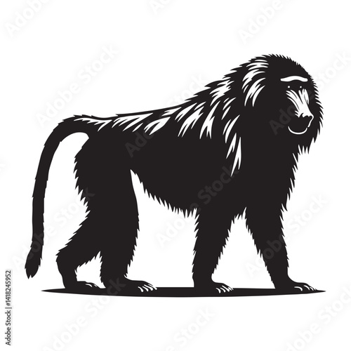 Lords of the Cliffs: A Dynamic Collection of Baboon Vector Silhouettes Showcasing the Power, Social Bonds, and Rugged Beauty of These Intelligent African Primates in Motion