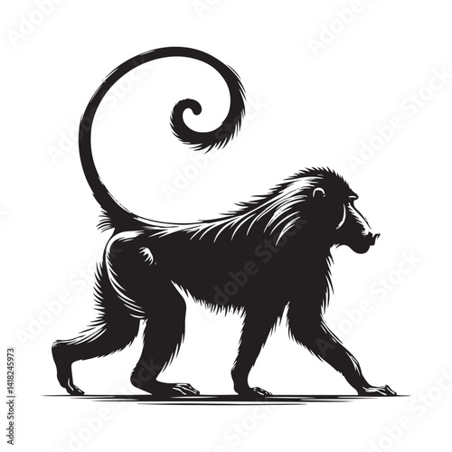 Lords of the Cliffs: A Dynamic Collection of Baboon Vector Silhouettes Showcasing the Power, Social Bonds, and Rugged Beauty of These Intelligent African Primates in Motion