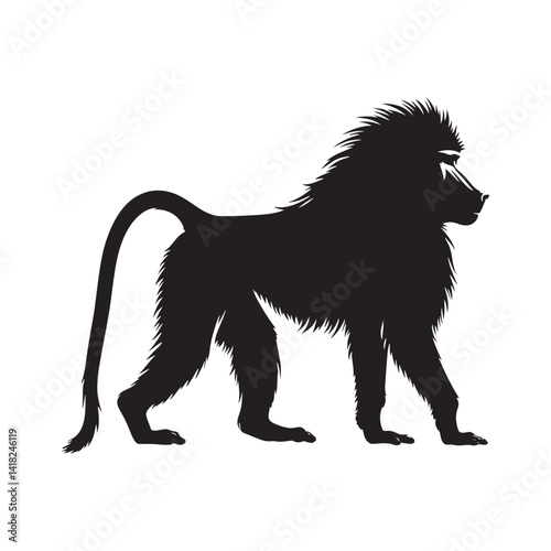 Lords of the Cliffs: A Dynamic Collection of Baboon Vector Silhouettes Showcasing the Power, Social Bonds, and Rugged Beauty of These Intelligent African Primates in Motion