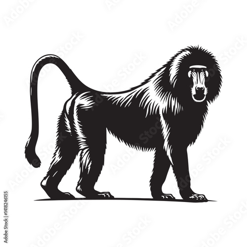 Lords of the Cliffs: A Dynamic Collection of Baboon Vector Silhouettes Showcasing the Power, Social Bonds, and Rugged Beauty of These Intelligent African Primates in Motion