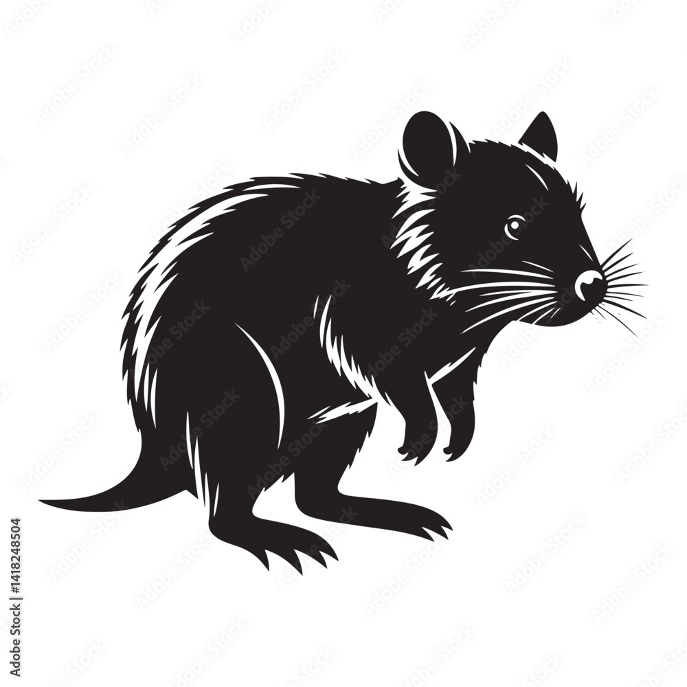 Obraz premium Scurry of the Outback: A Unique Collection of Bandicoot Vector Silhouettes Celebrating the Quirky Charm, Swift Movements, and Distinctive Shape of This Elusive Marsupial Species