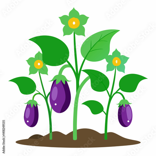 Vector design illustration of tree with eggplant