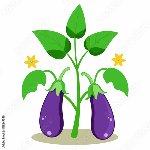 Vector design illustration of tree with eggplant