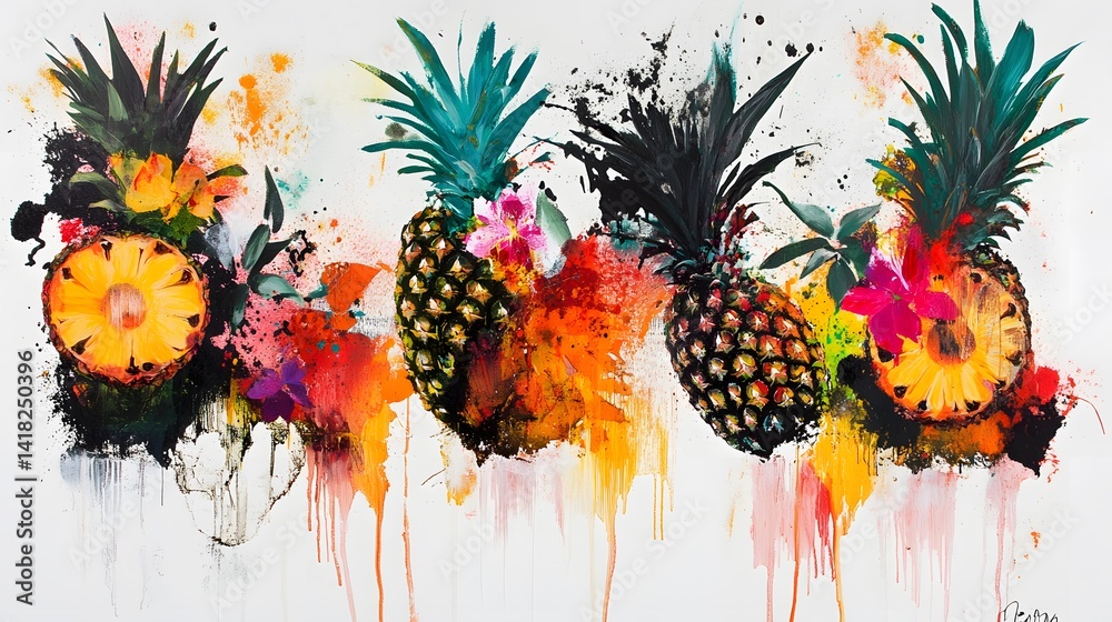 Colorful Pineapple Abstract Art.