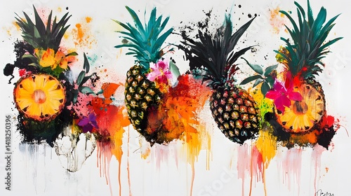 Obraz na płótnie Colorful Pineapple Abstract Art. w salonie