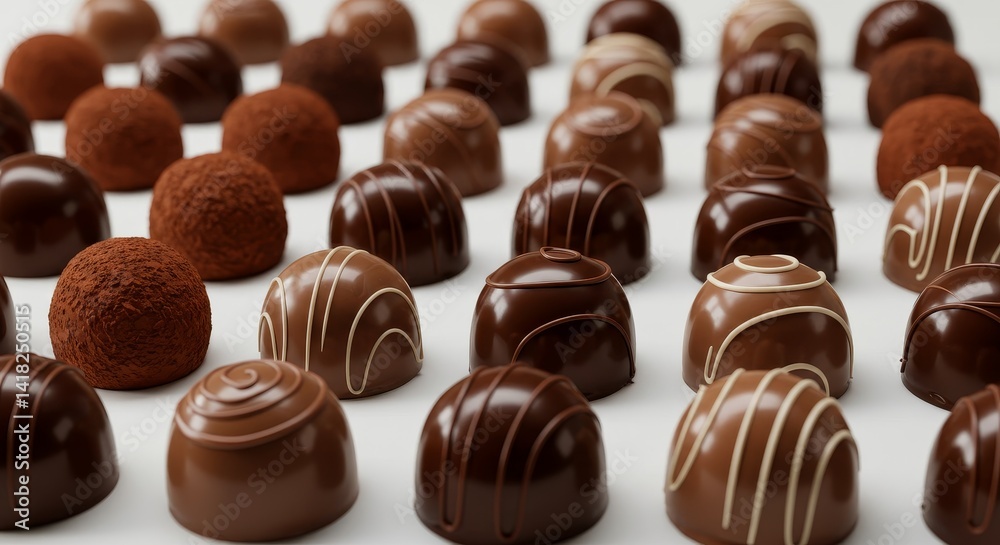 Assorted Chocolate Truffles Delight - A delectable collection of assorted chocolate truffles, symbolizing luxury, indulgence, sweetness, craftsmanship, and celebration Assorted Chocolate Truffles Delight - A delectable collection of assorted chocolate truffles, symbolizing luxury, indulgence, sweetness, craftsmanship, and celebration