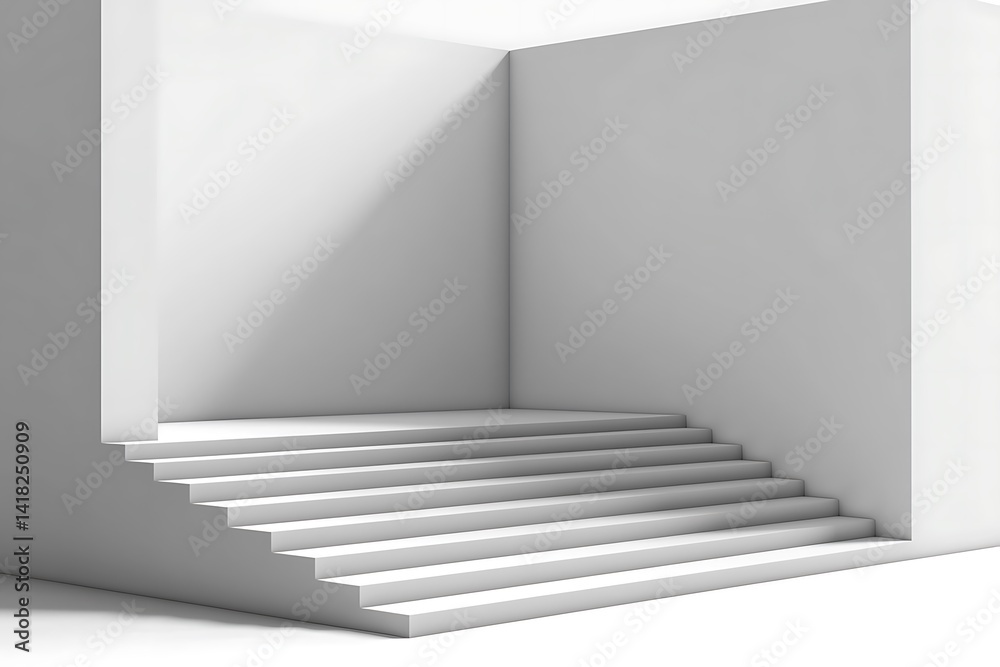 Fototapeta premium Interior corner staircase design illustration.