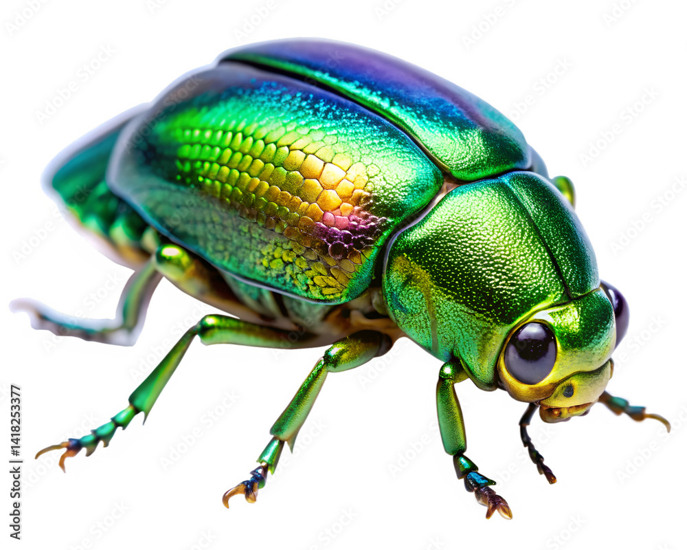 Fototapeta premium Green Jewel Beetle Reframed for Nature Texture Study