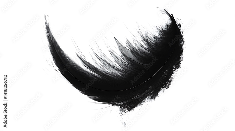 Fototapeta premium Abstract black feather form on a white background.