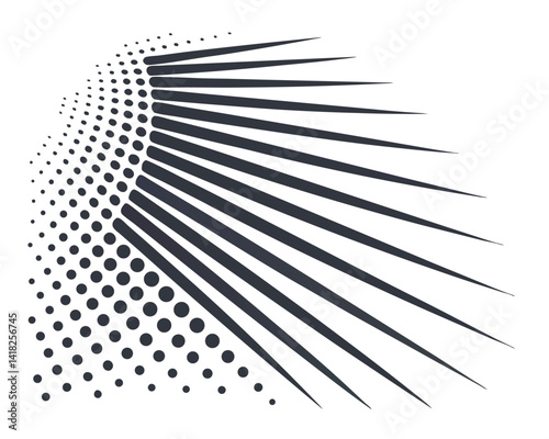 Radiating Lines with Dots: Abstract Spray Effect, Motion, and Dispersion.