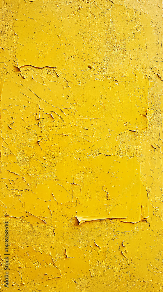 Obraz premium Peeling Yellow Paint on Wall, Close-up of Texture
