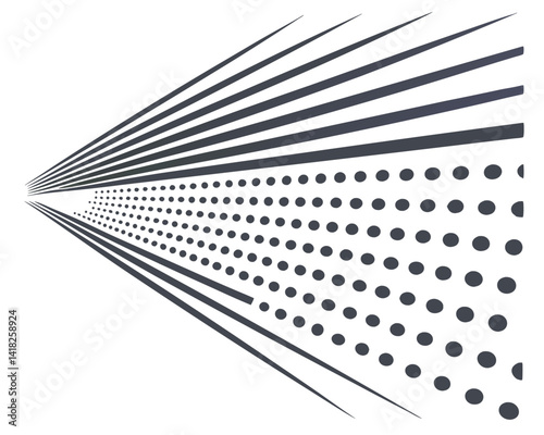Radiating Lines with Dots: Abstract Spray Effect, Motion, and Dispersion.