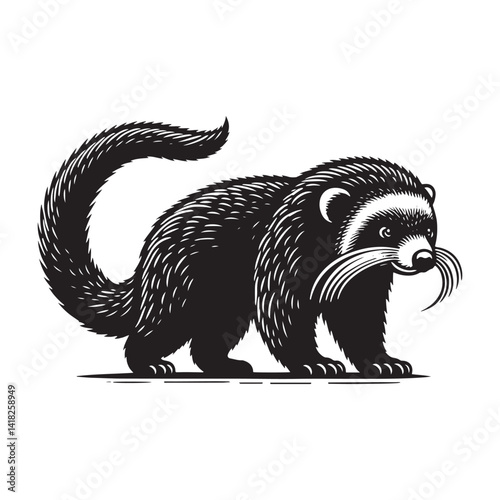 Whiskers of the Canopy: A Captivating Collection of Binturong Vector Silhouettes Showcasing the Mysterious Charm, Arboreal Grace, and Unique Form of the Elusive Bearcat