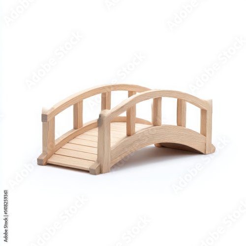 Wallpaper Mural Small wooden bridge model isolated on white background Torontodigital.ca