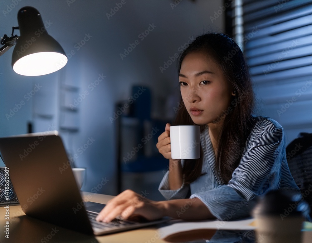 デスクワークをする会社員 デスクワークをする会社員