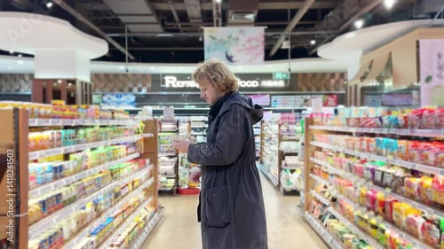 Wallpaper Mural Choosing dairy product in supermarket refrigerator Torontodigital.ca
