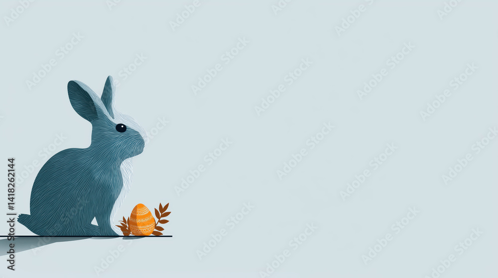 Obraz premium Vector design featuring bunny silhouette and Easter egg in pastel tones