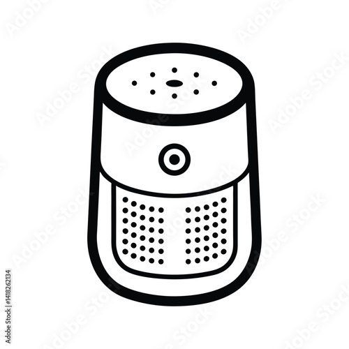 Line Art of AI Powered Smart Speaker on White Background