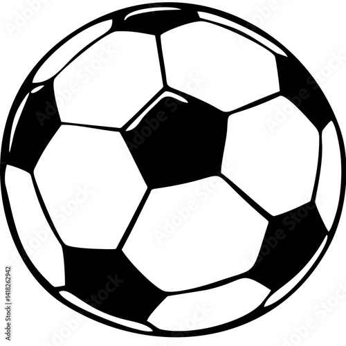 Soccer ball in black line vector illustration
