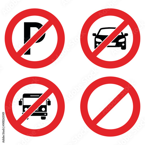Set Of Restriction Signs Illustrating Prohibition Of Parking Cars Buses And General Restriction Sign Red Circle Symbol Free Download Set Of Restriction Signs Illustrating Prohibition Of Parking Cars Buses And General Restriction Sign Red Circle Symbol - GFXLoad