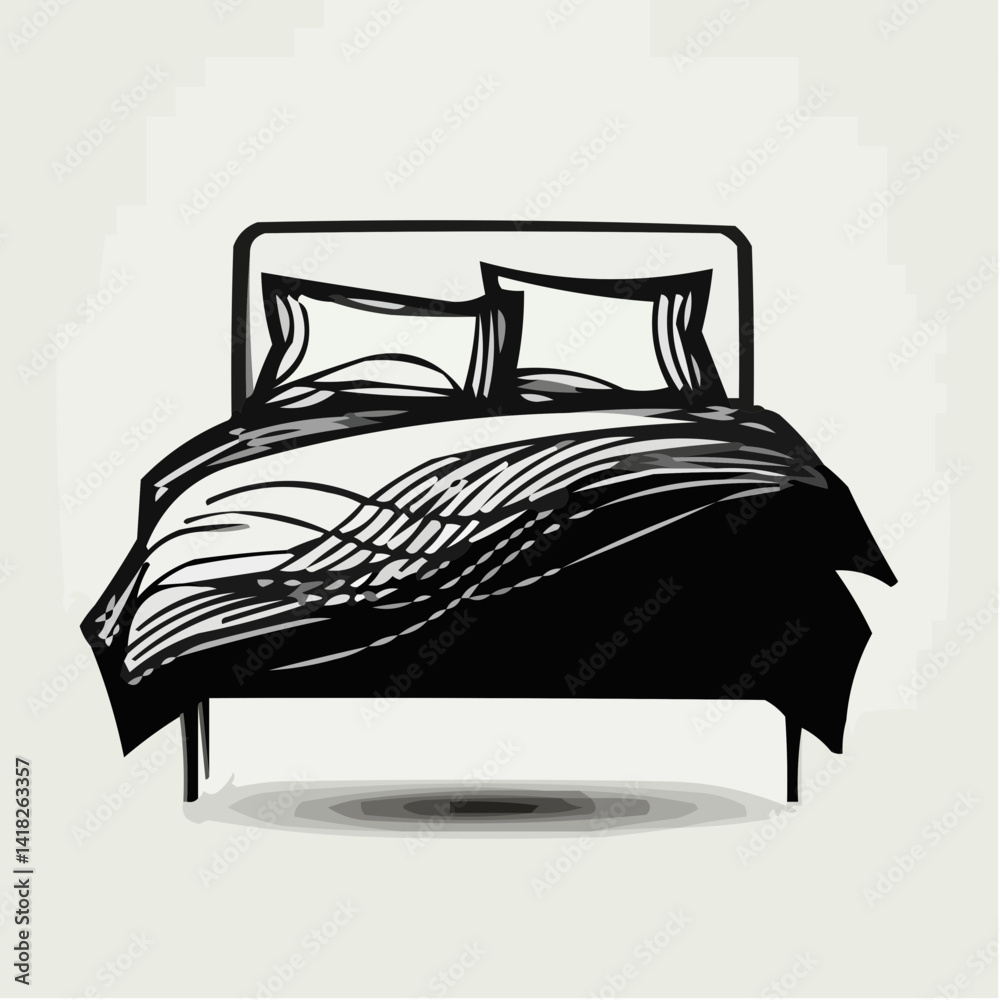Icon of a bed sketch outlining comfort and relaxation